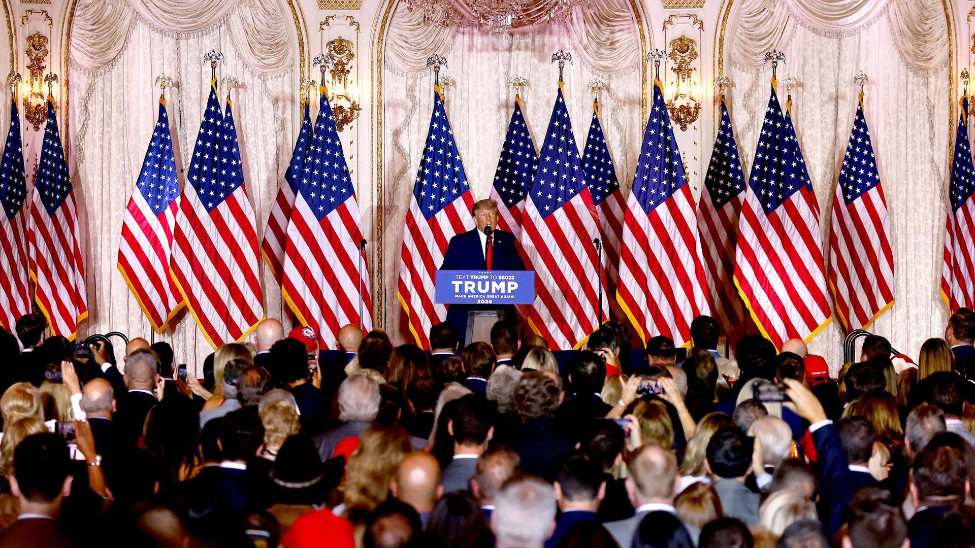 President Trump at Mar-a-Lago in Palm Beach last night.