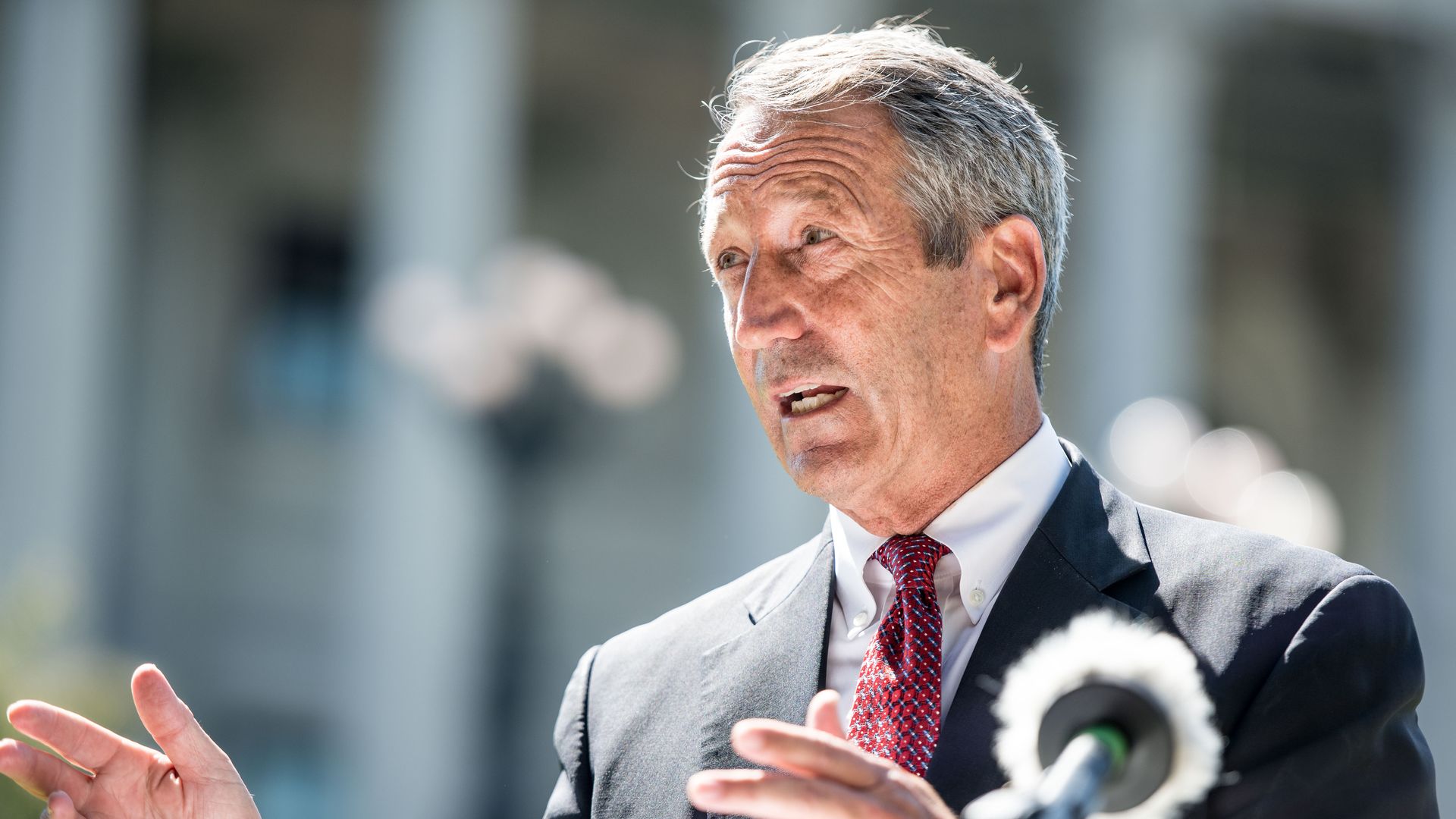 Former South Carolina Gov. Mark Sanford speaks to the media at the state house in Columbia on Sept. 16, 2019.