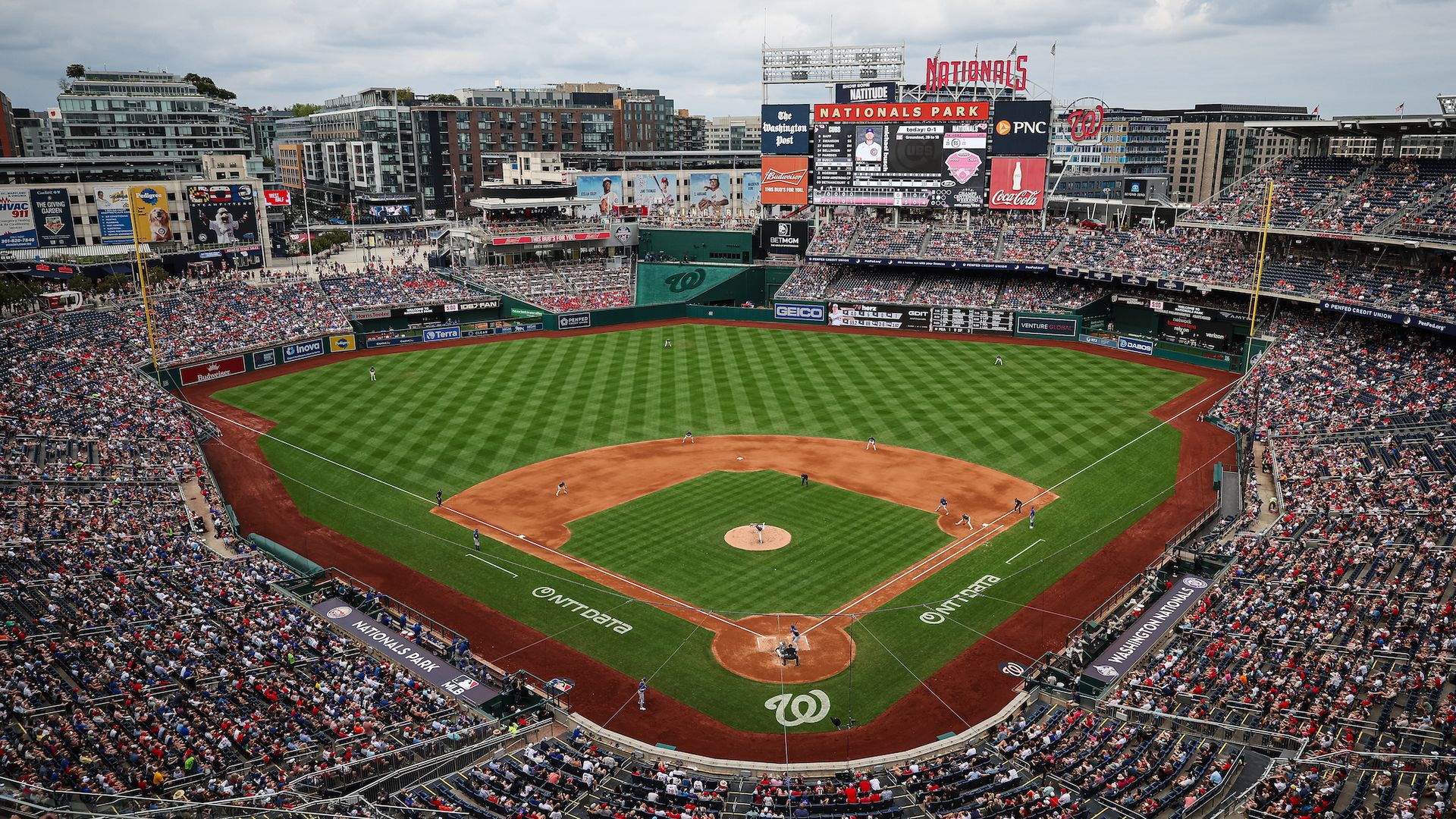 An aerial view of Nationals Park 
