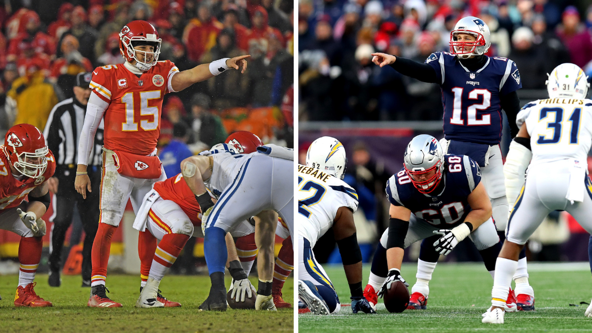 Pat Mahomes and Tom Brady side-by-side