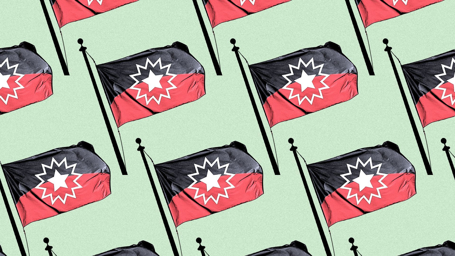 Photo illustration of a pattern of Juneteenth flags.