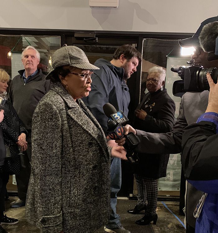Alma Adams at Biden watch party at GoodRoads CiderWorks