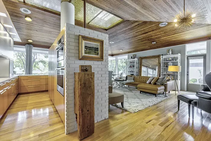 home tour mid century modern on lake wylie living room entrance