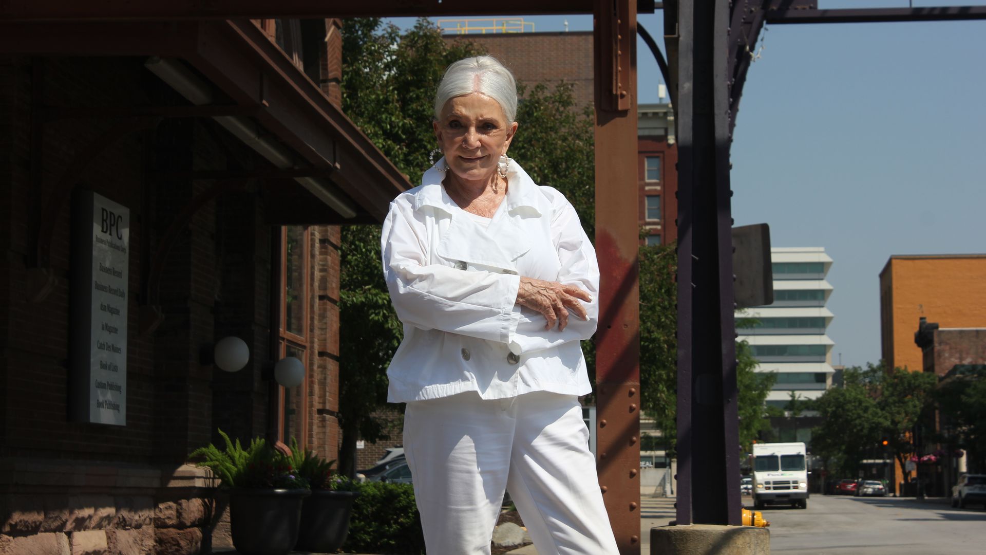 Connie Wimer outside her business
