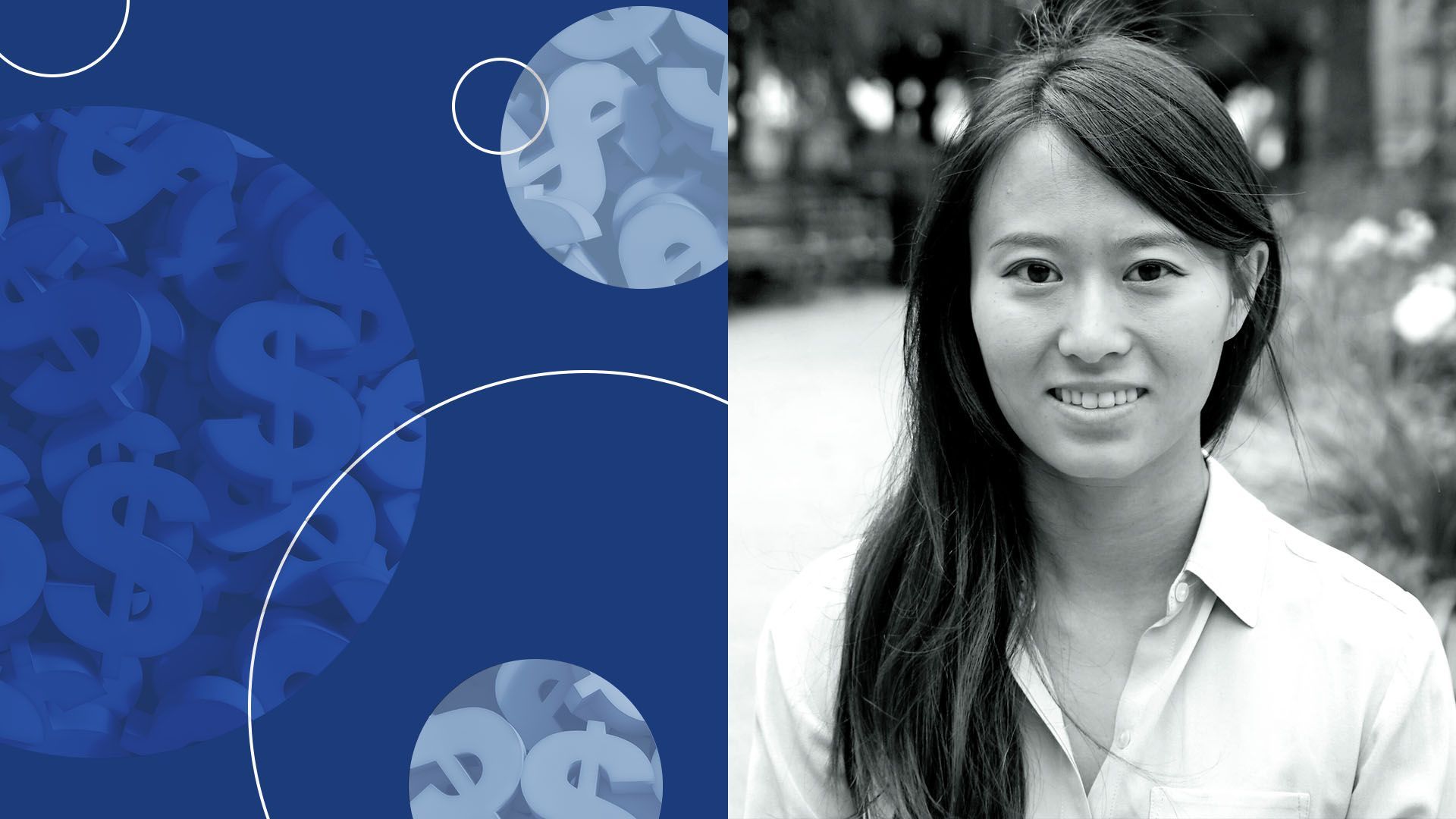 illustration of Kathy Chen of Ulu Ventures surrounded by circles and images of dollar signs