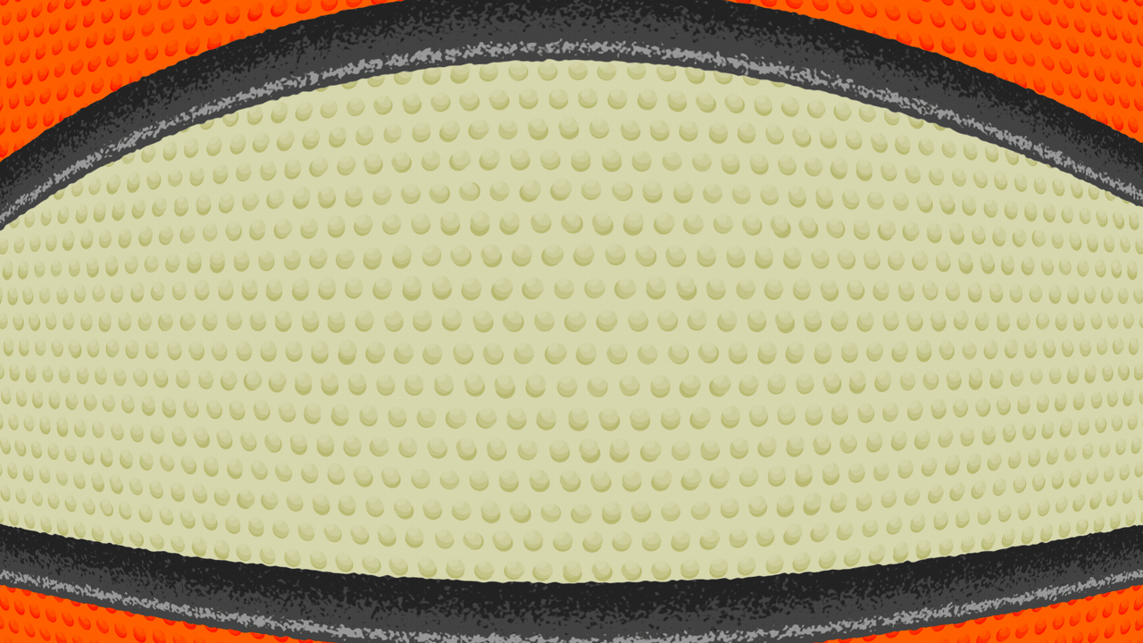 Illustration of a WNBA basketball with the number 2023, falling down and bouncing.