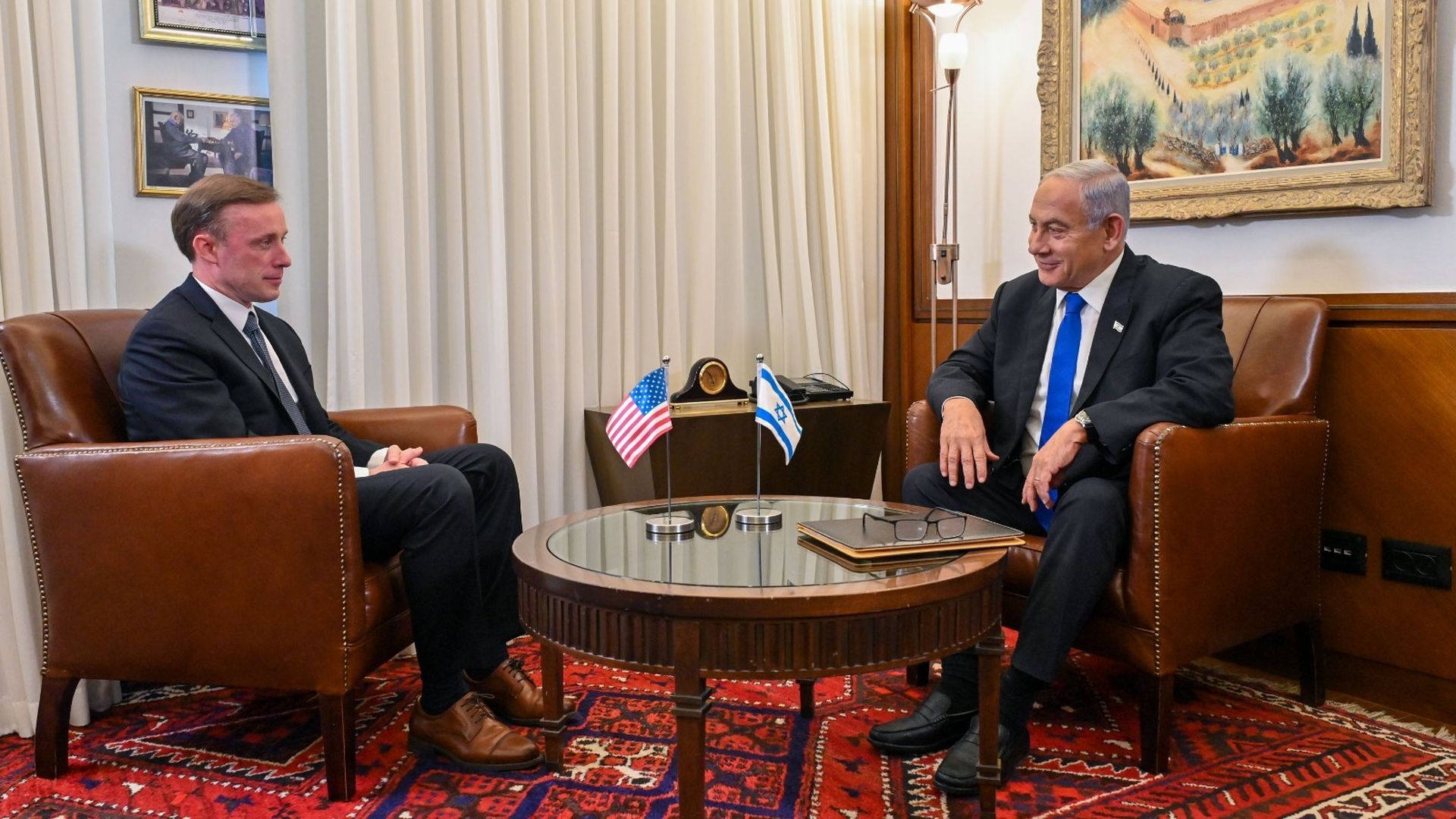 Benjamin Netanyahu and Jake Sullivan meet in Jerusalem. Photo: Photo by Israeli Government Press Office (GPO) / Handout/Anadolu Agency via Getty Images)