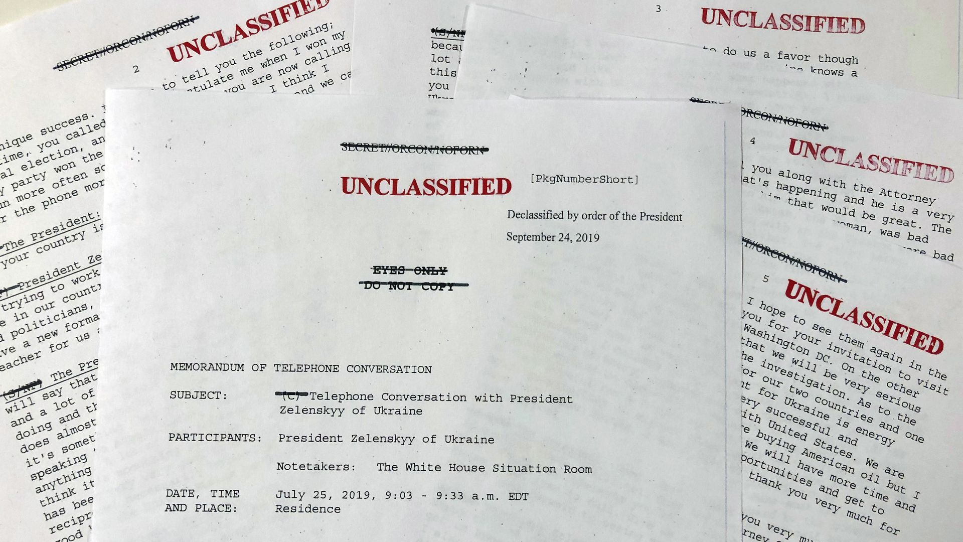 Unclassifed memo of Trump-Ukraine phone call