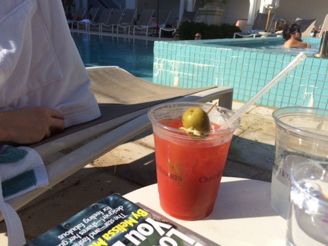 bloody mary by the spa pools at homestead resort