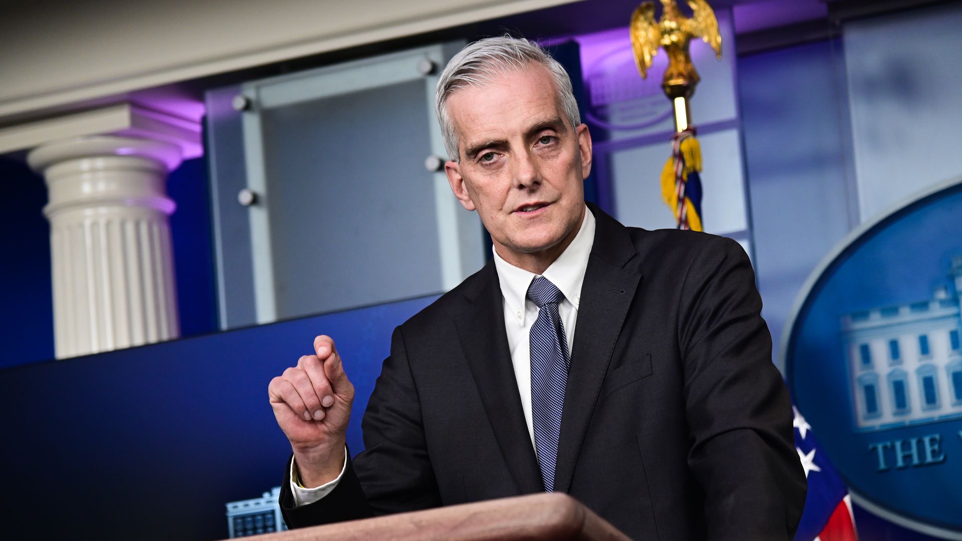 Denis McDonough, secretary of Veterans Affairs, speaking during a press conference in the White House in March 2021.