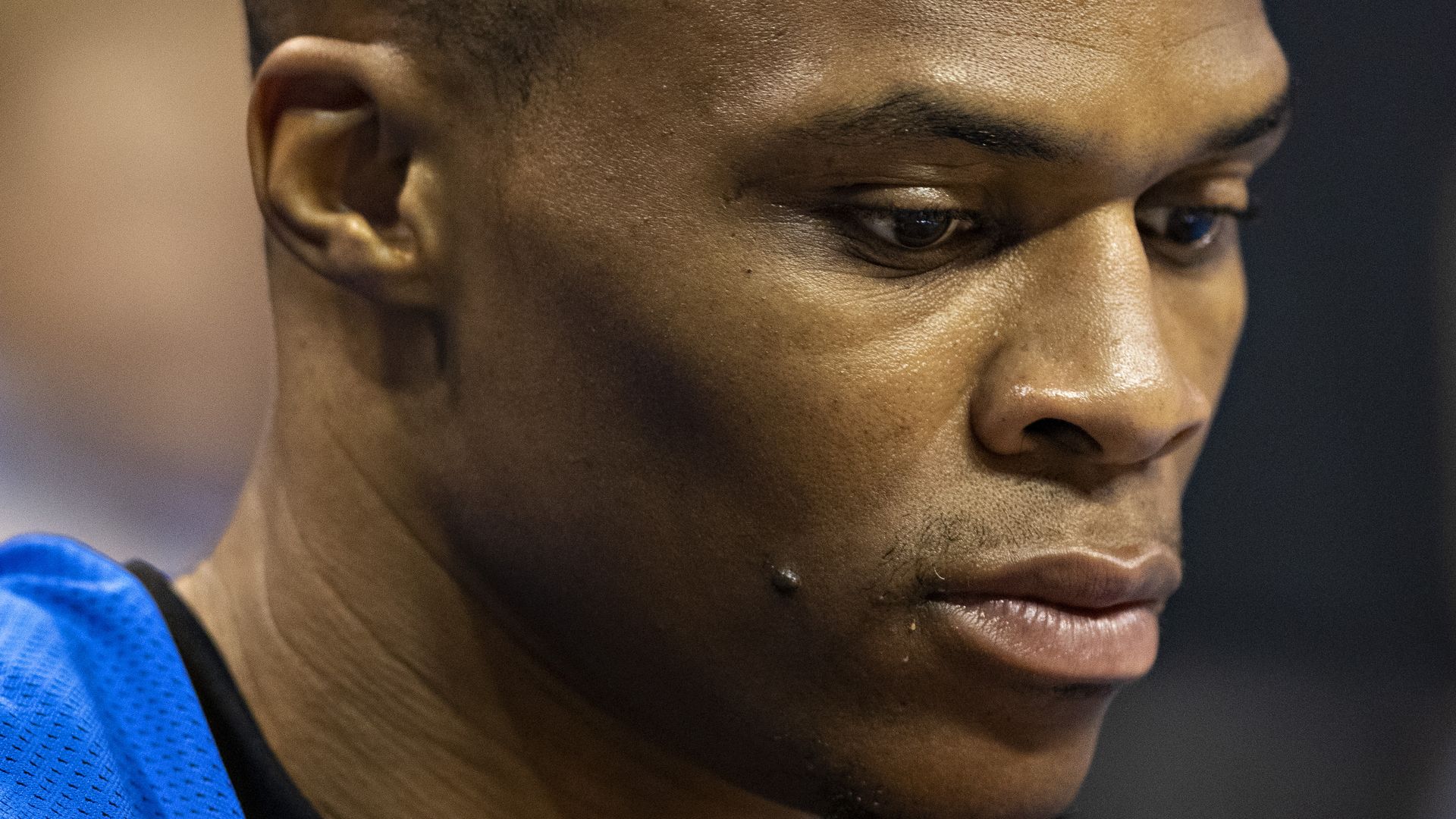 Russell Westbrook deep in thought