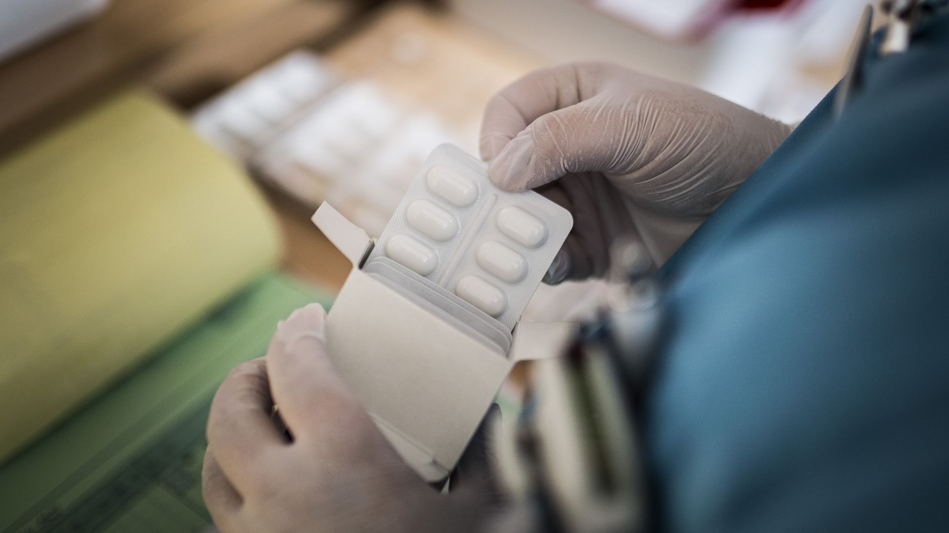 A nurse getting medication