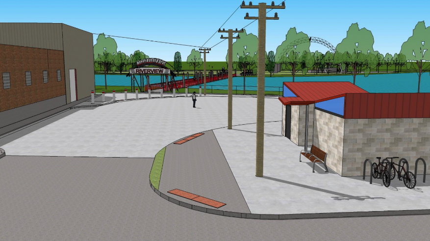 A drawing of Riverview Park restrooms.