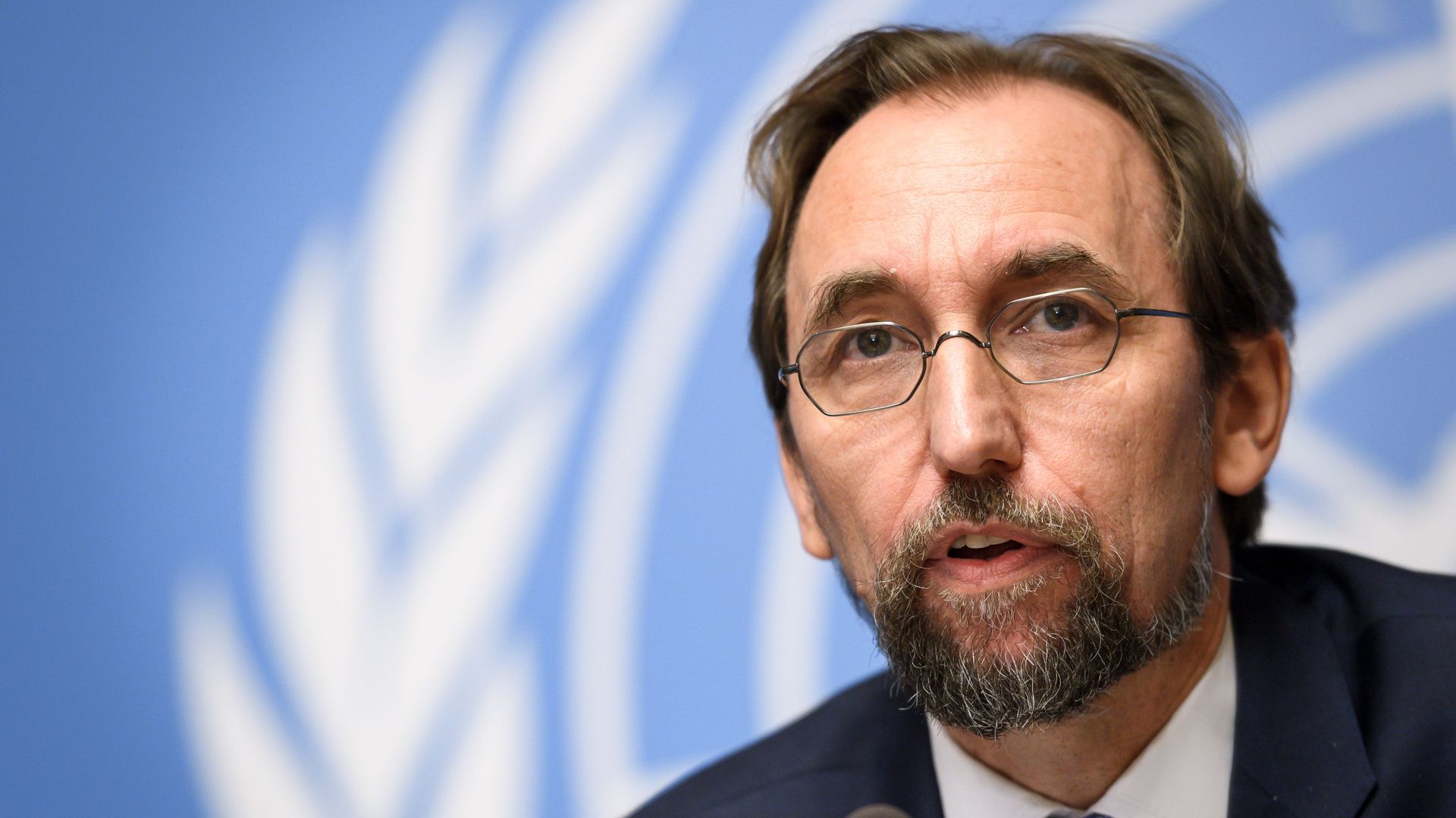 United Nations High Commissioner for Human Rights Zeid Ra'ad Al Hussein speaking during a press conference at the UN Offices in Geneva.