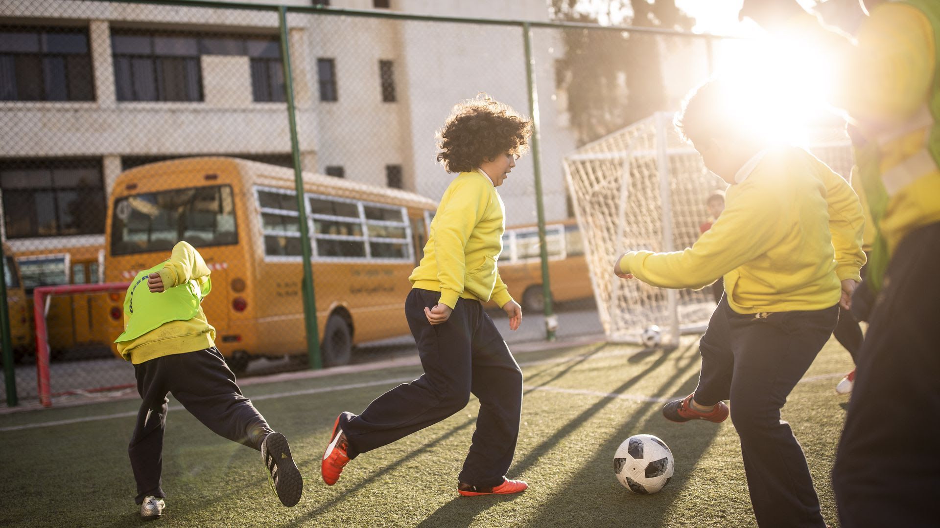 Kids playing soccer