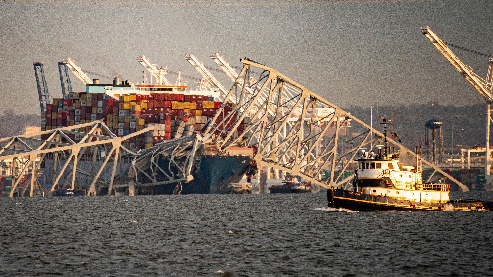 Photos: Baltimore bridge collapses after container ship collision