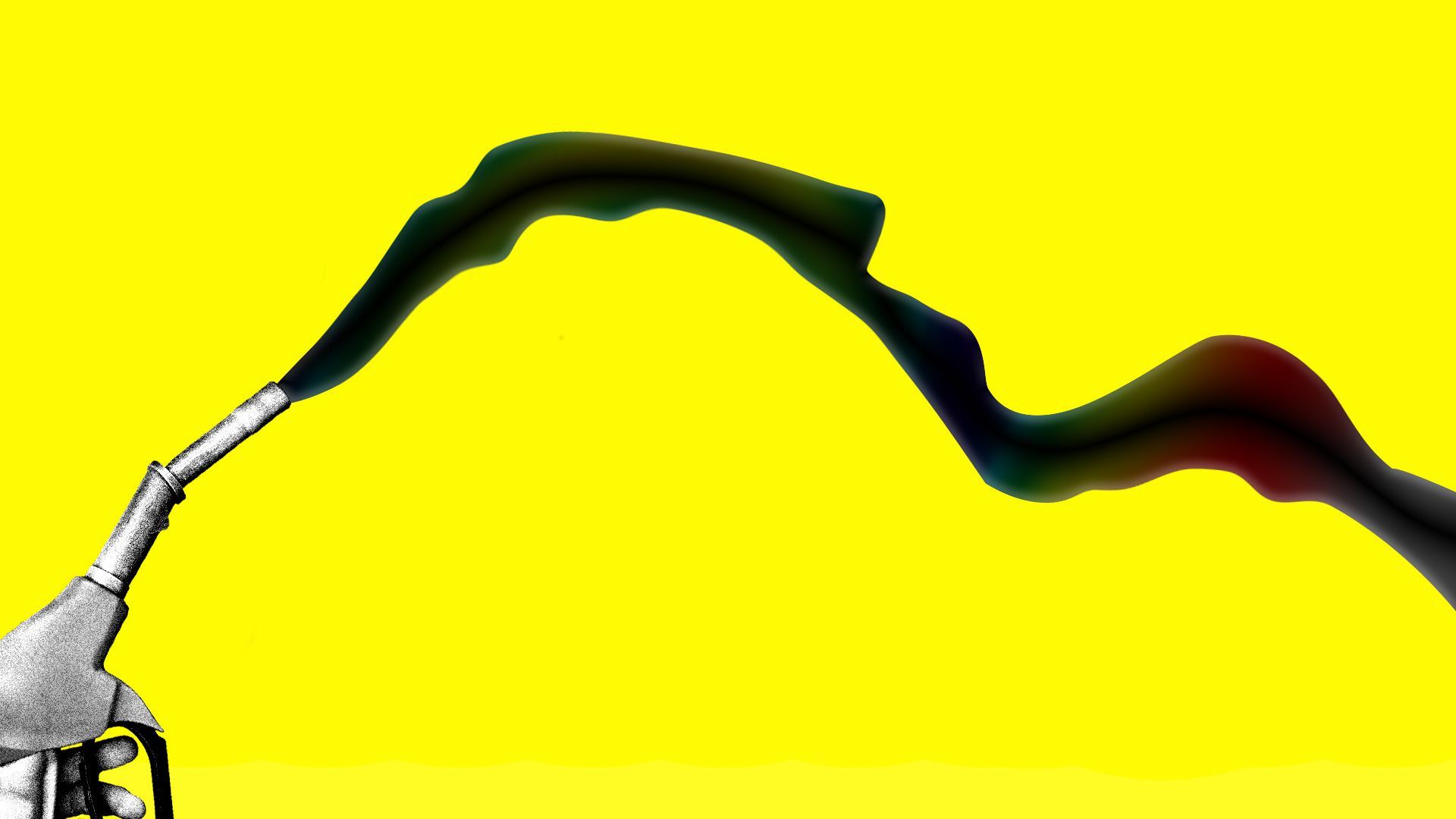 Illustration of colorful oil coming out of a gas pump