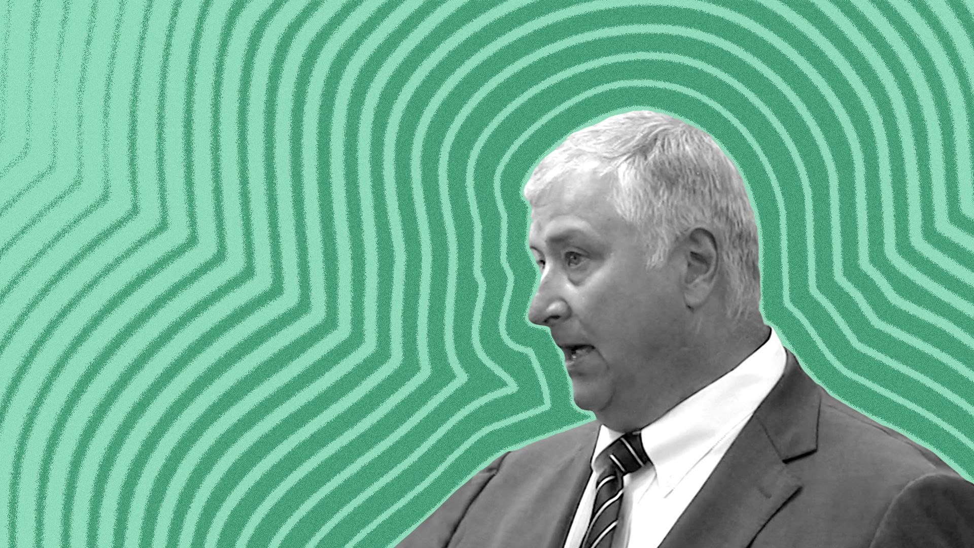 Photo illustration of Larry Householder with lines emanating from him.