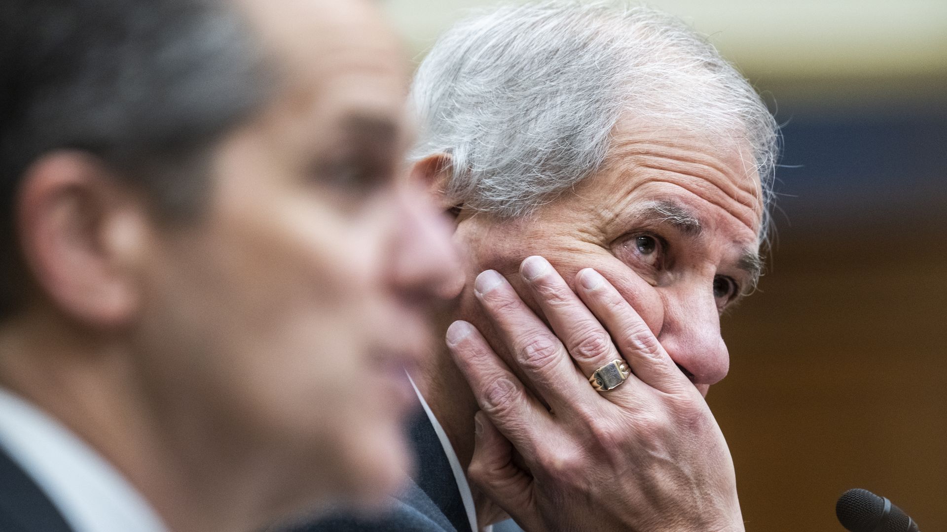 FDIC chairman Martin Gruenberg (right) and Michael Barr, the Fed's vice chair for supervision, testifying before Congress last month. Photo: Tom Williams/Getty Images