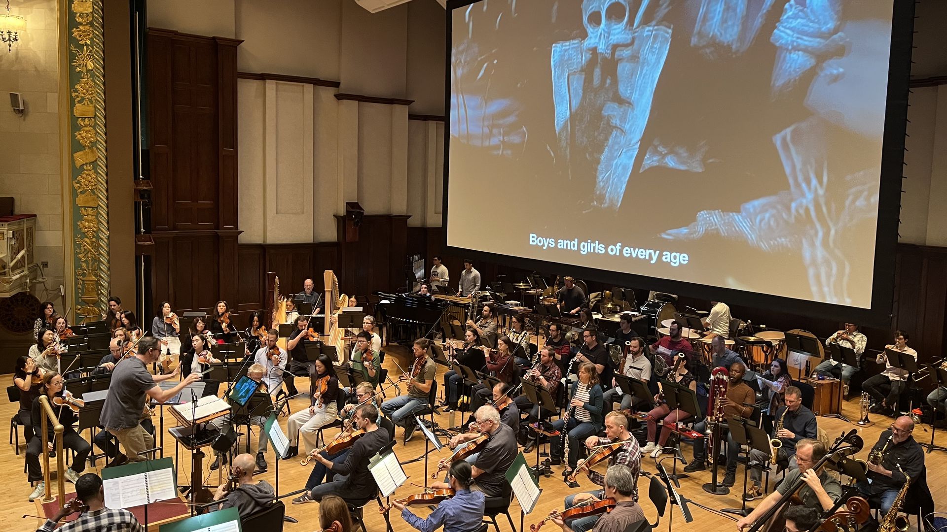 The Detroit Symphony Orchestra rehearses Tuesday for its performance of "The Nightmare Before Christmas."