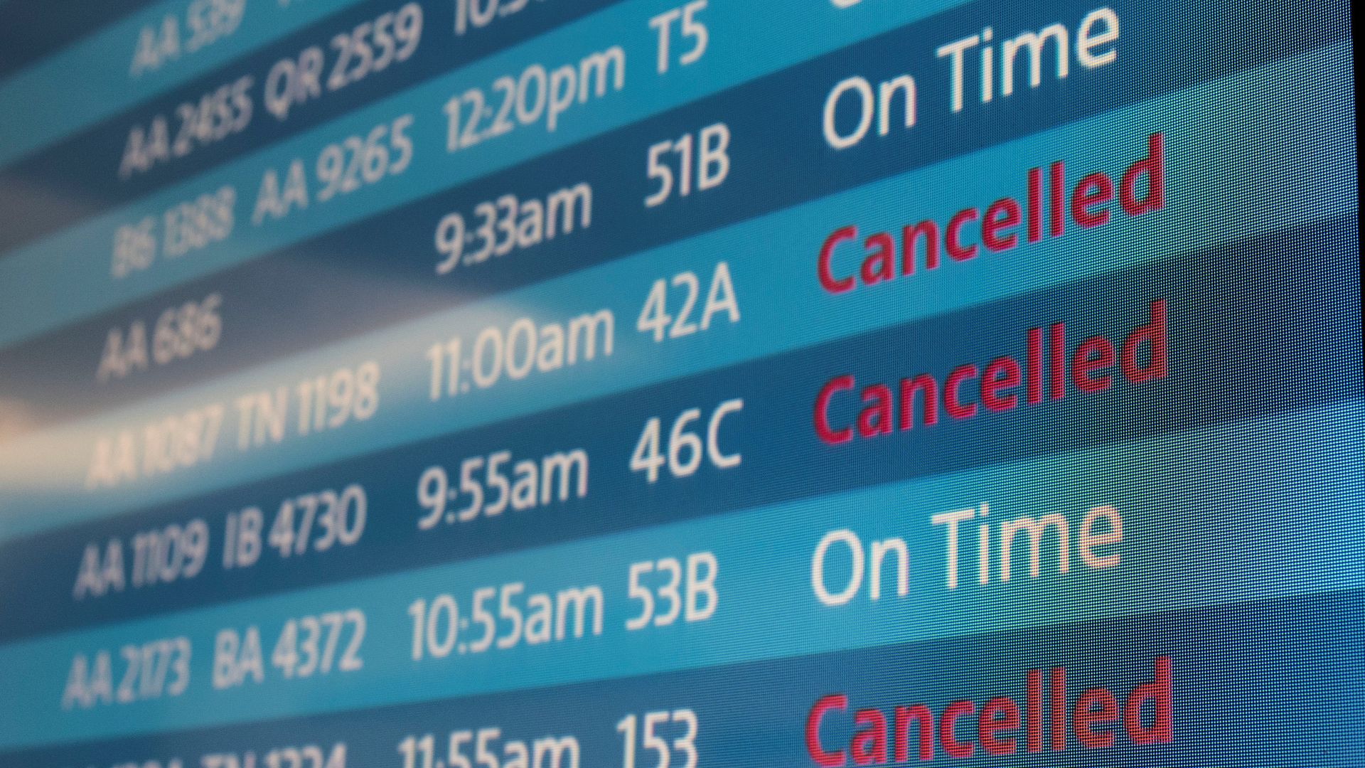 Cancellation board at airport