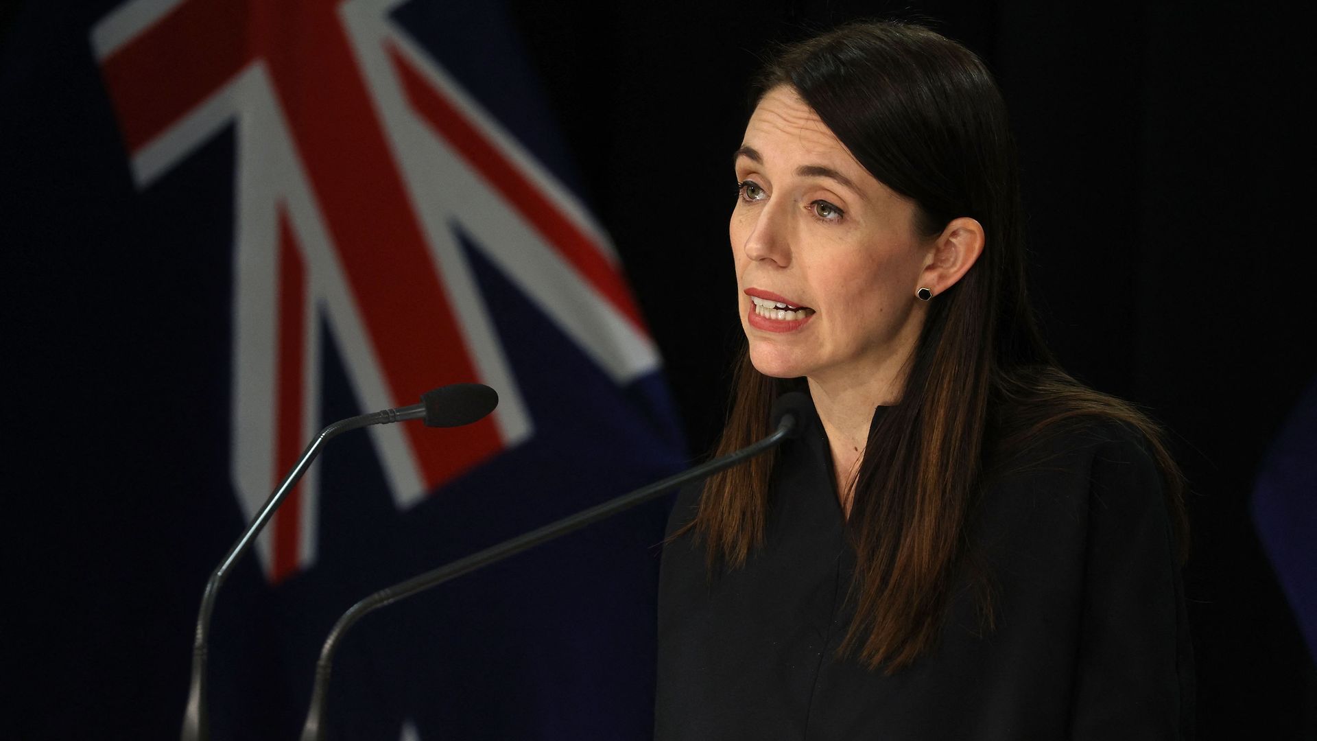 New Zealand's Prime Minister Jacinda Ardern speaks during a press conference at the Parliament in Wellington on September 12.