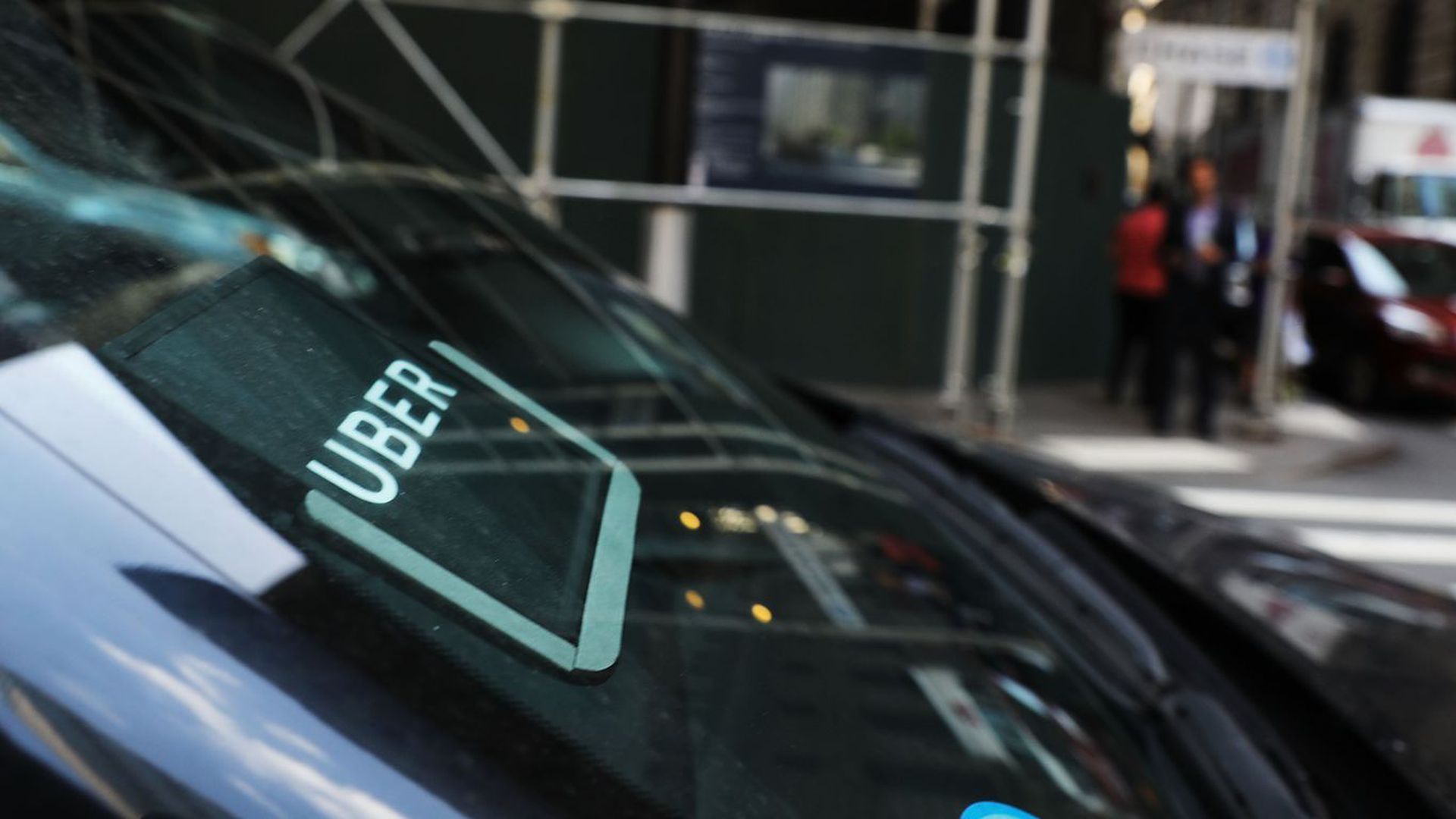 An Uber car waits for a client in New York City.