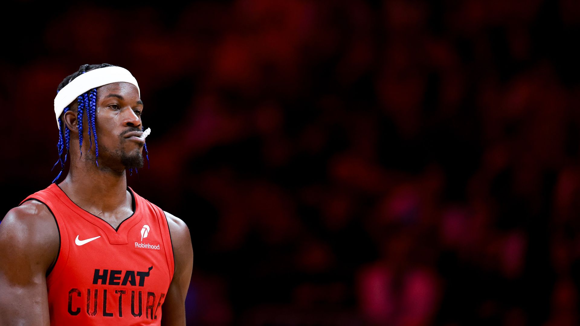 Jimmy Buler chews on his mouth guard