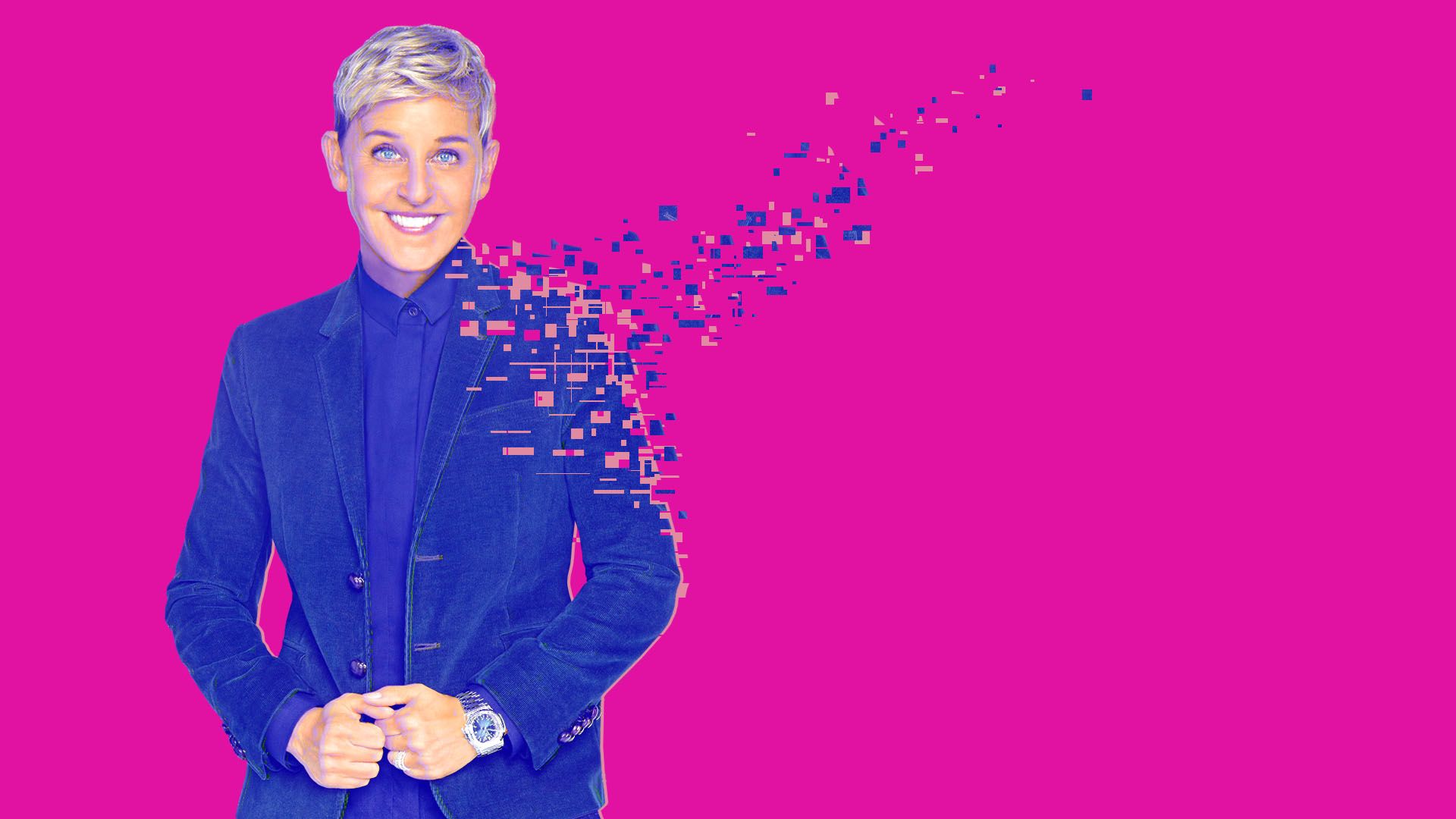 Illustration of Ellen DeGeneres glitching