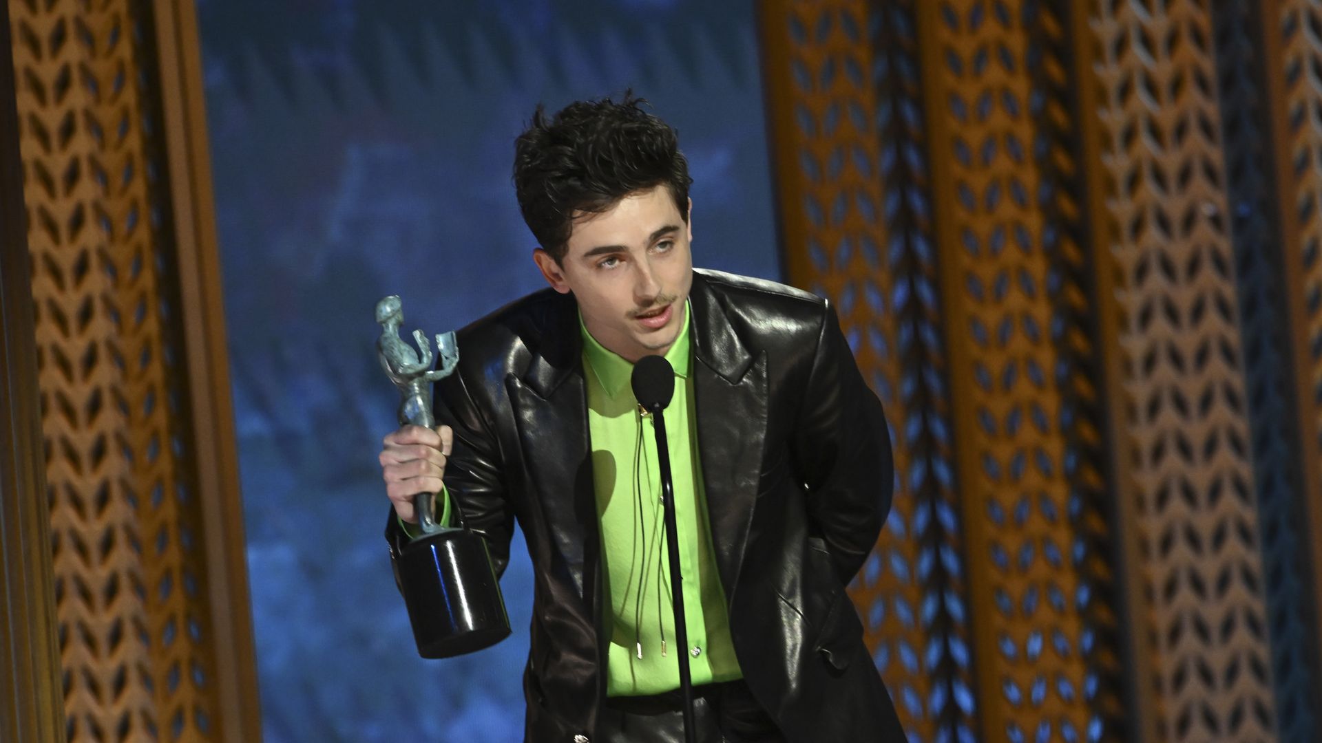 Timothée Chalamet at the 31st Screen Actors Guild Awards held at Shrine Auditorium and Expo Hall on February 23, 2025 in Los Angeles, California. (Photo by Michael Buckner/Variety via Getty Images)