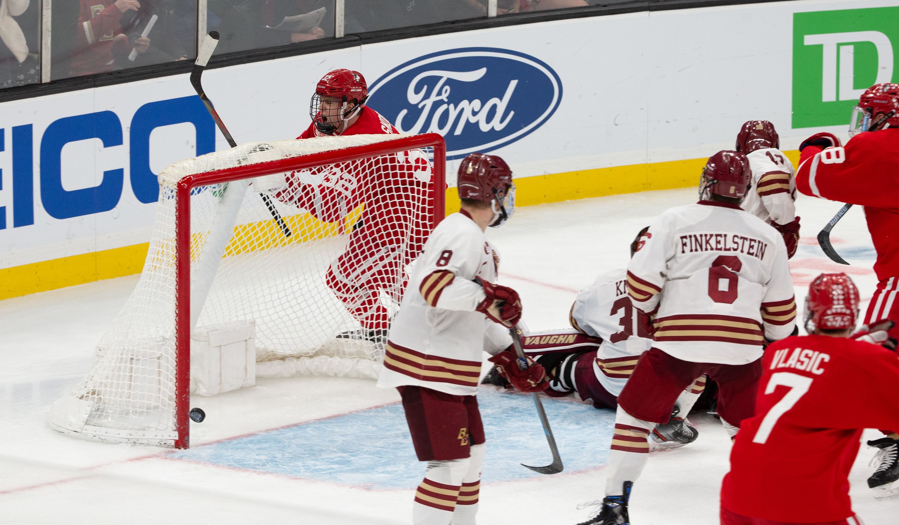 BU player celebrates goal