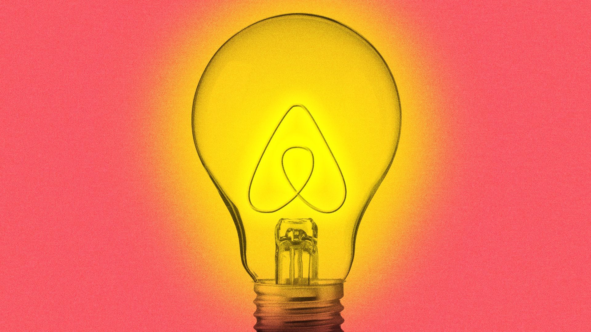 Illustration of a lightbulb with the filament in the shape of Airbnb's logo.