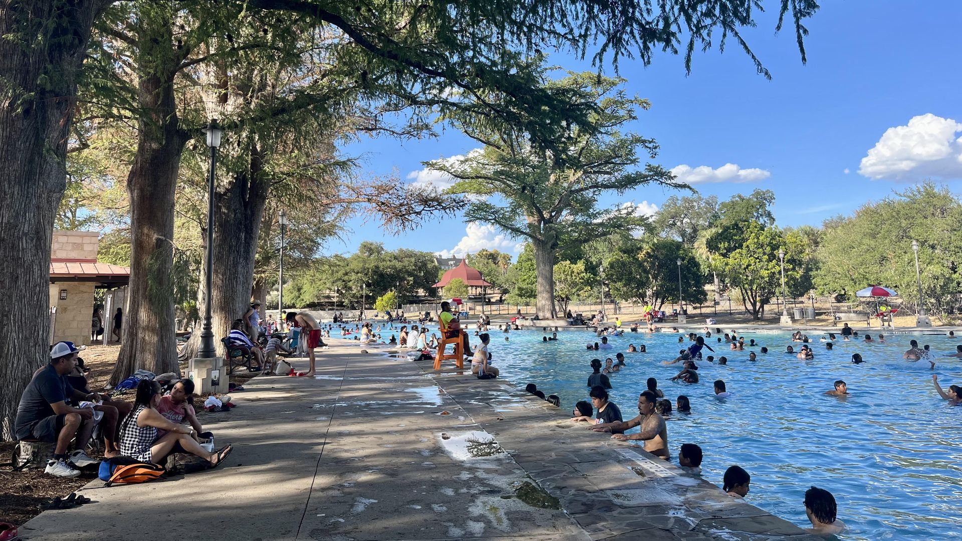 Swimmers enjoying the pool at San Pedro Springs Park.