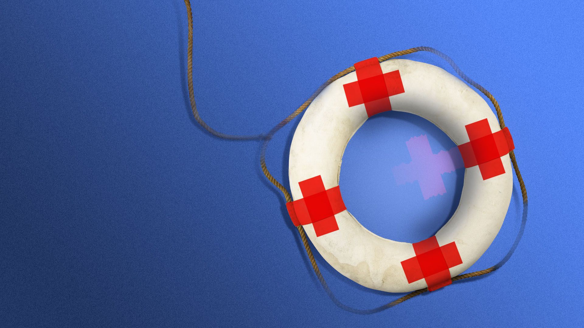 Illustration of a life ring with red cross symbols on it