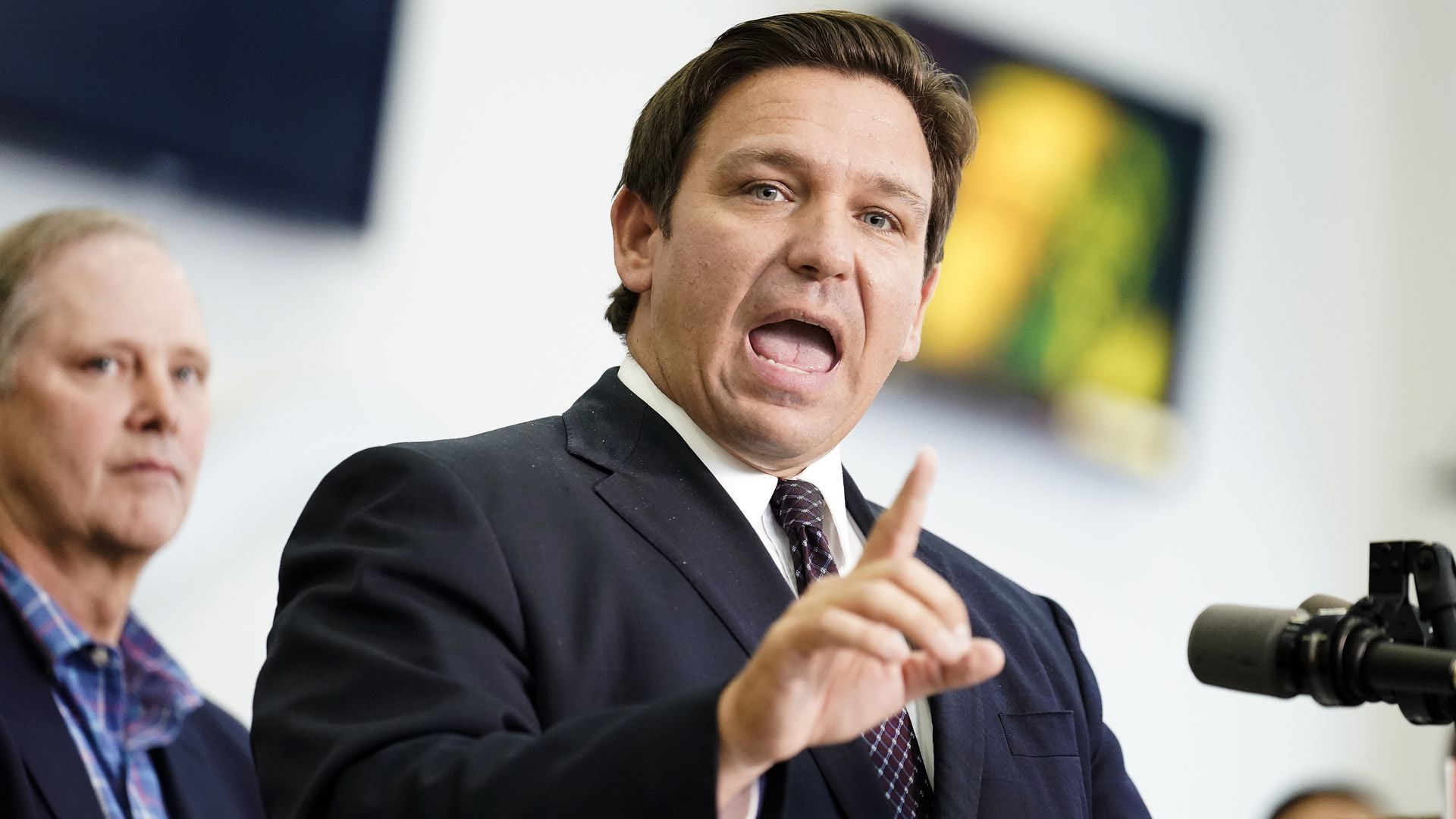 Gov. Ron DeSantis speaks to supporters and members of the media after a bill signing on Nov. 18, 2021, in Brandon.