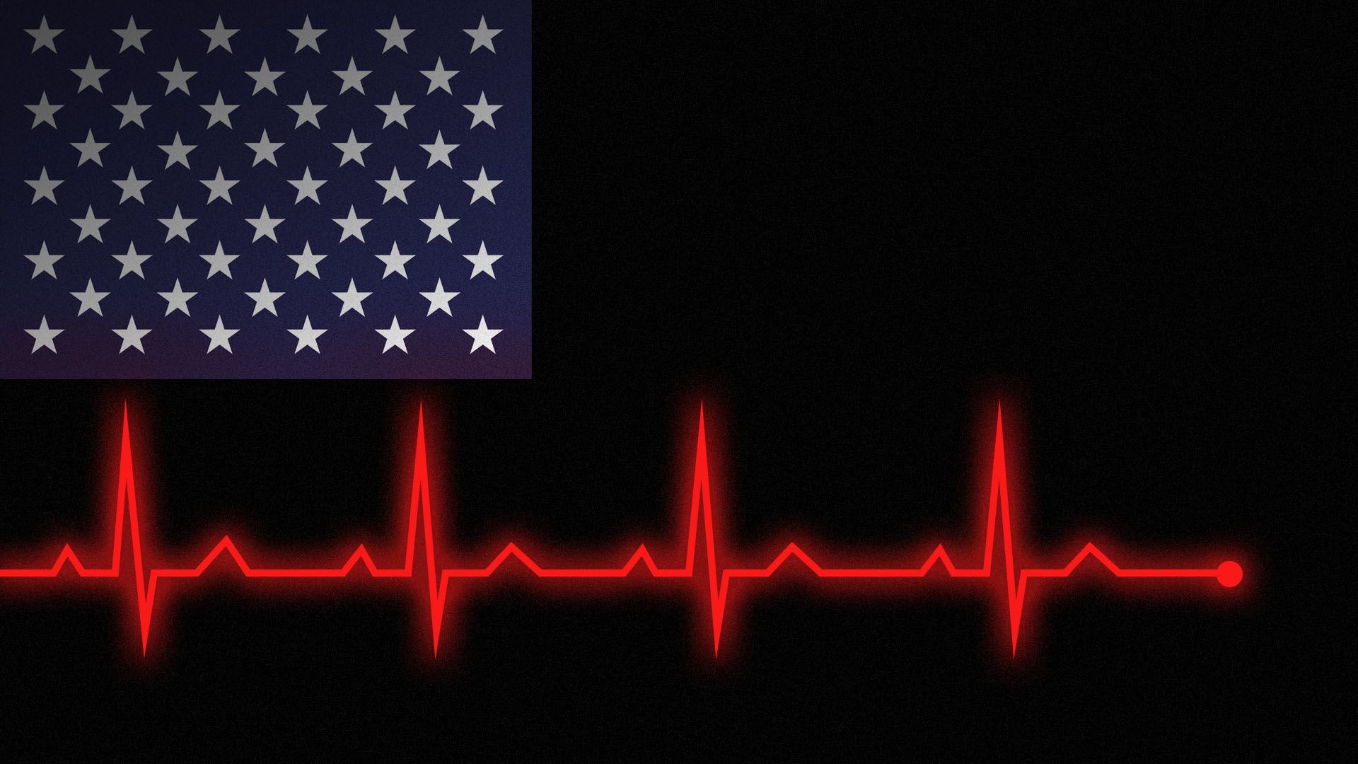 Illustration of the American flag as an EKG monitor