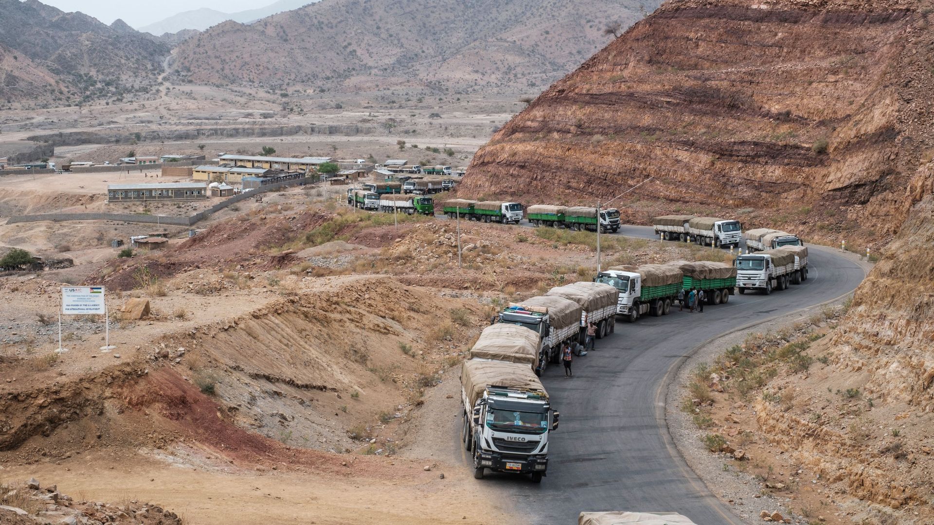 A convoy of trucks part of a convoy of the World Food Programme (WFP)