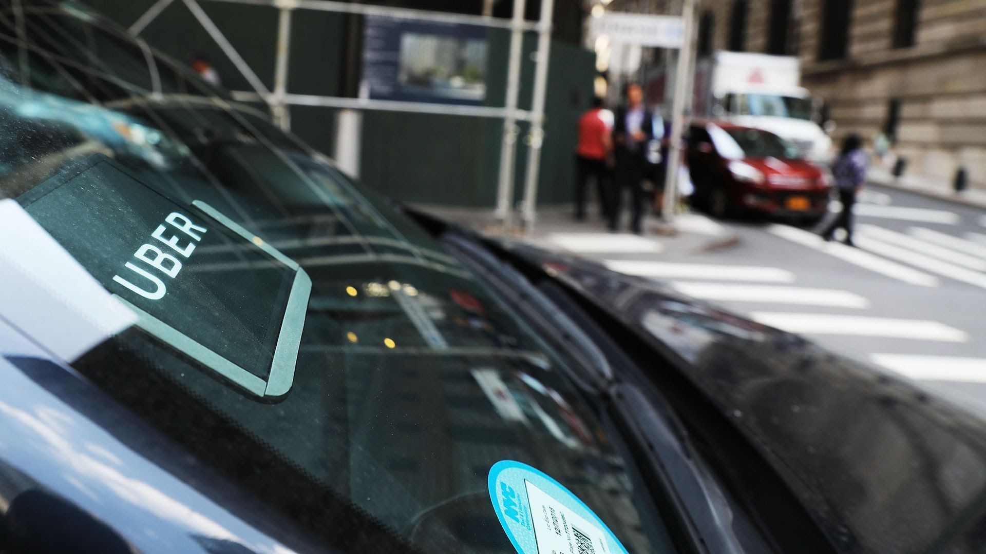 Uber car pictured.
