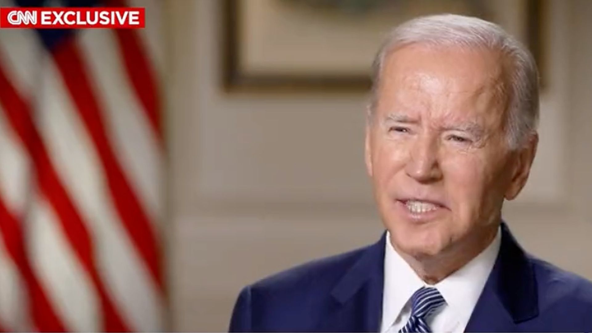 A screenshot of President Biden on CNN. 
