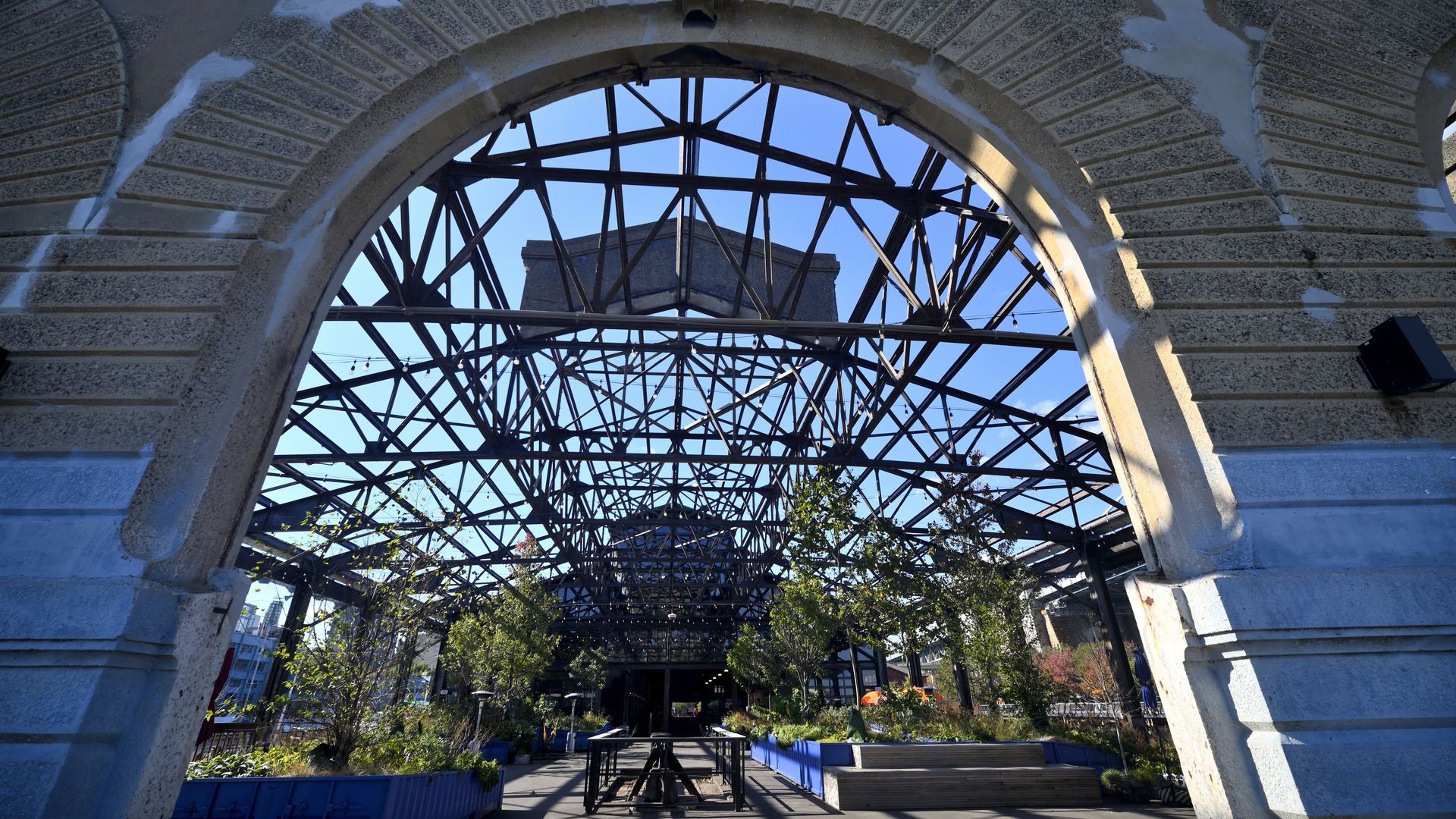 External view of the Cherry Street Pier, a former municipal pier converted into a semi-public space at the Delaware waterfront, in Philadelphia