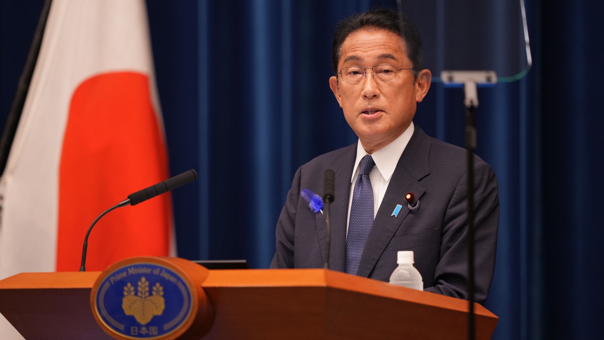 Japan's Prime Minister Fumio Kishida delivers a speech at his official residence during a press conference in Tokyo, Japan, on July 14, 2022.