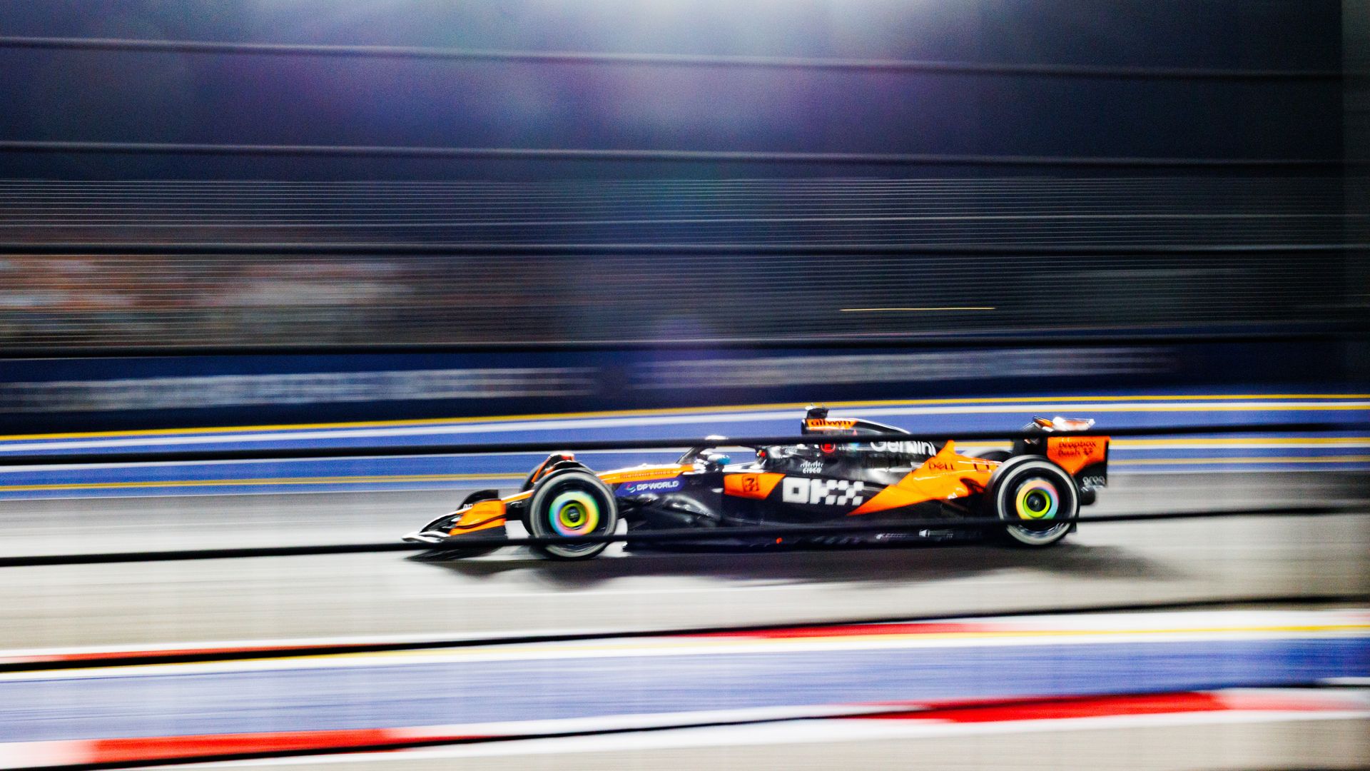 Oscar Piastri of Australia races for the McLaren Formula 1 Team during the F1 Grand Prix of Singapore at the Marina Bay Street Circuit on Oct. 5, 2025.