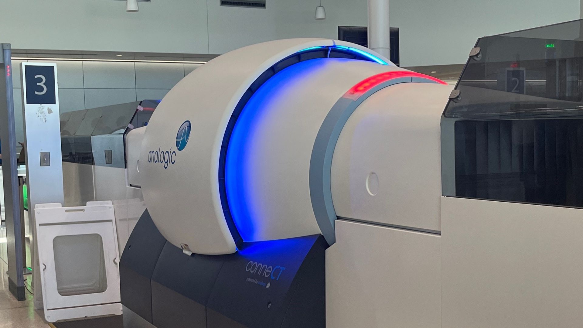 One of the new Computed Tomography checkpoint scanners TSA debuted at IND last summer. 