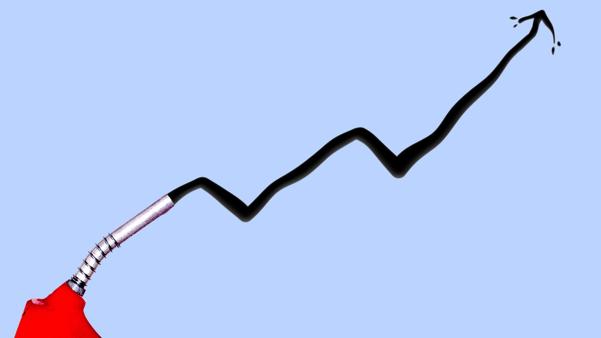 Oil shooting from a pump in a rising arrow