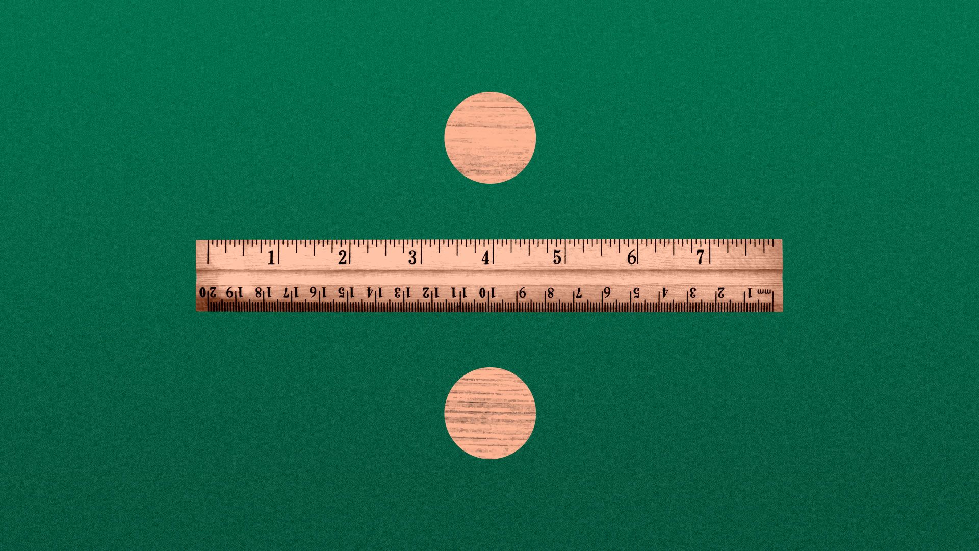 Illustration of ruler making a divide sign