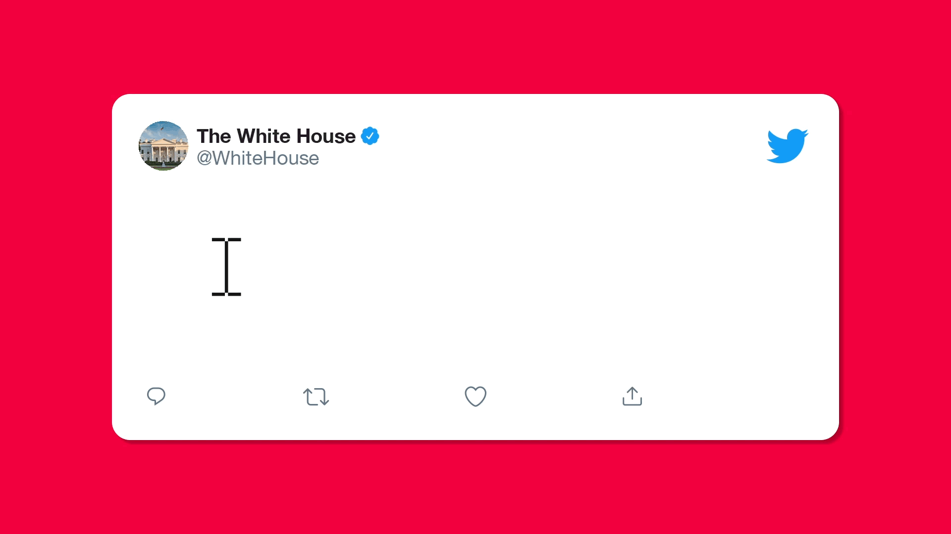 Animated illustration of White House Twitter message with a blinking cursor