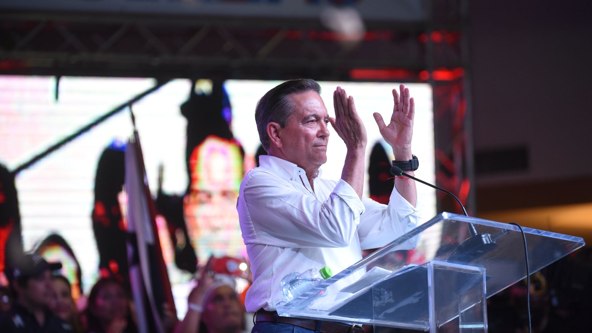 Laurentino Cortizo speaking at a rally