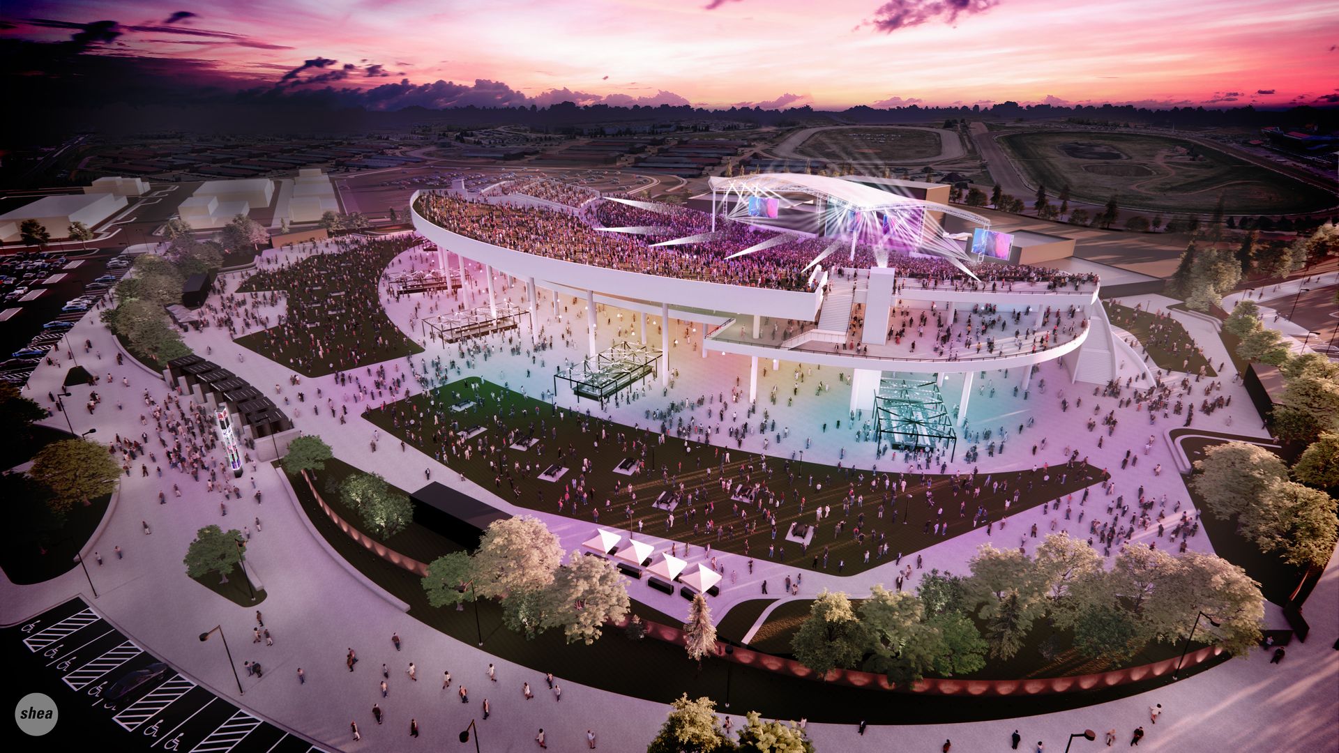 A rendering of an amphitheater