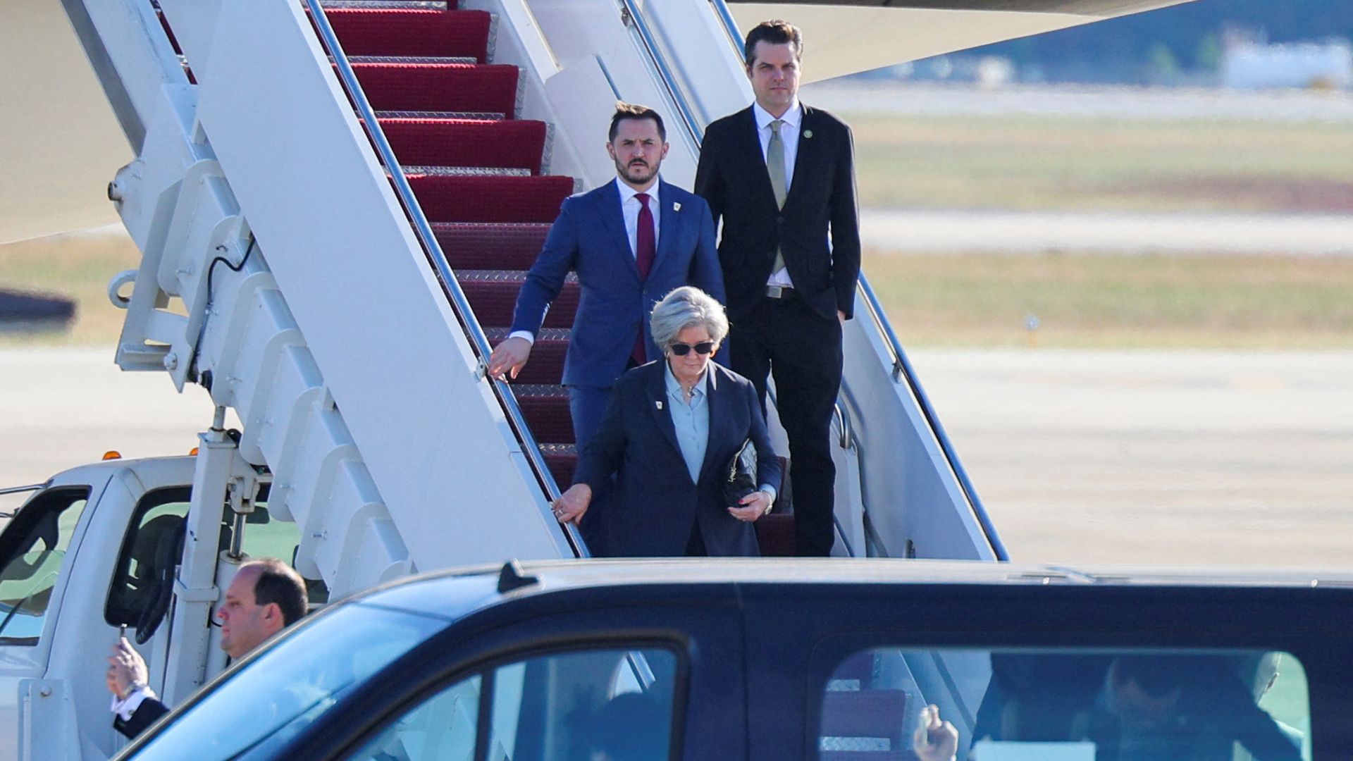 ☕ Good Thursday morning. Smart Brevity™ count: 1,992 words ... 7½ mins. Thanks to Noah Bressner for orchestrating. Copy edited by Bryan McBournie.  1 big thing:  Why Trump picked Gaetz  Add a featured image   Rep. Matt Gaetz (right) and incoming White House Chief of Staff Susie Wiles arrive at Joint