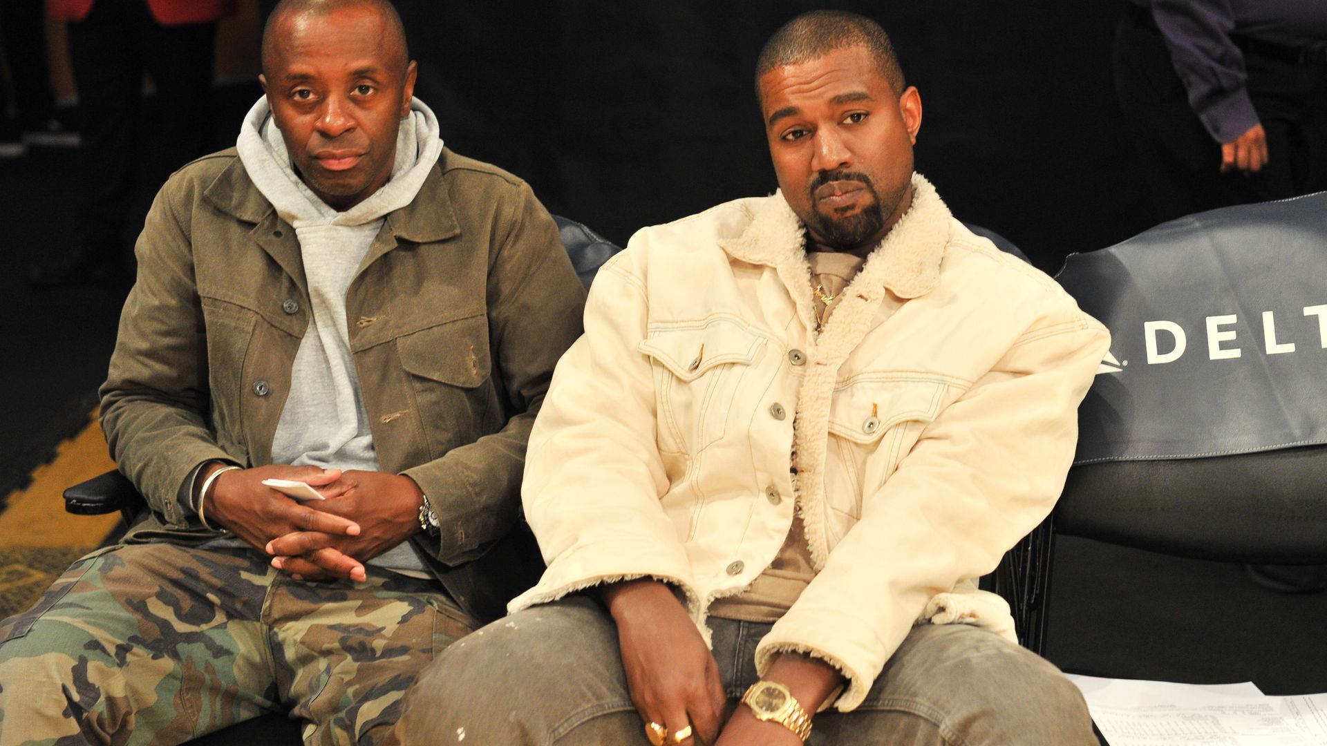 Kanye West at a basketball game